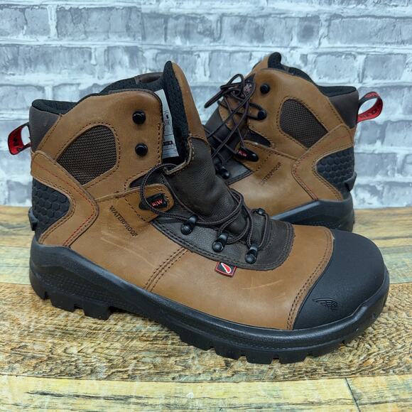 Red Wing Brown Aluminum Toe Waterproof Work Boots 2436 Mens Size 10 EE New - Picture 2 of 7